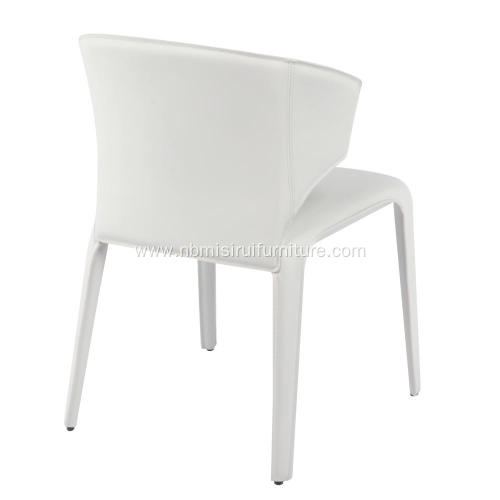 Hola white leather armrest dining chairs